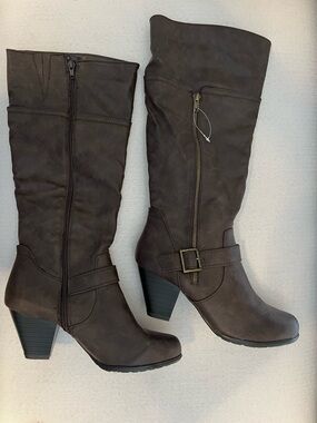 Cliffs by WHITE MOUNTAIN Dark Brown Mid-Calf Heeled Boots